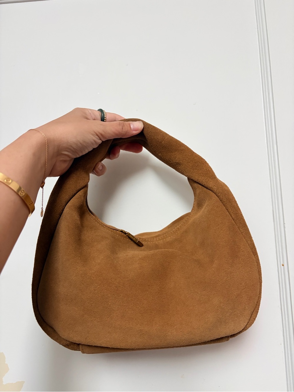 Dolce Vita Suede Hobo Bag in Cognac Brown